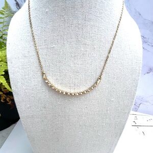 Elegant Gold Tone Minimalist Necklace with Rhinestone Accents